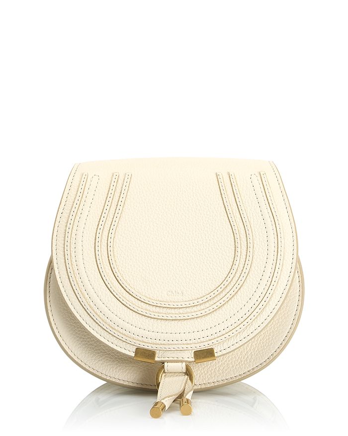 Shop Chloé Marcie Small Leather Saddle Bag In Misty Ivory/gold