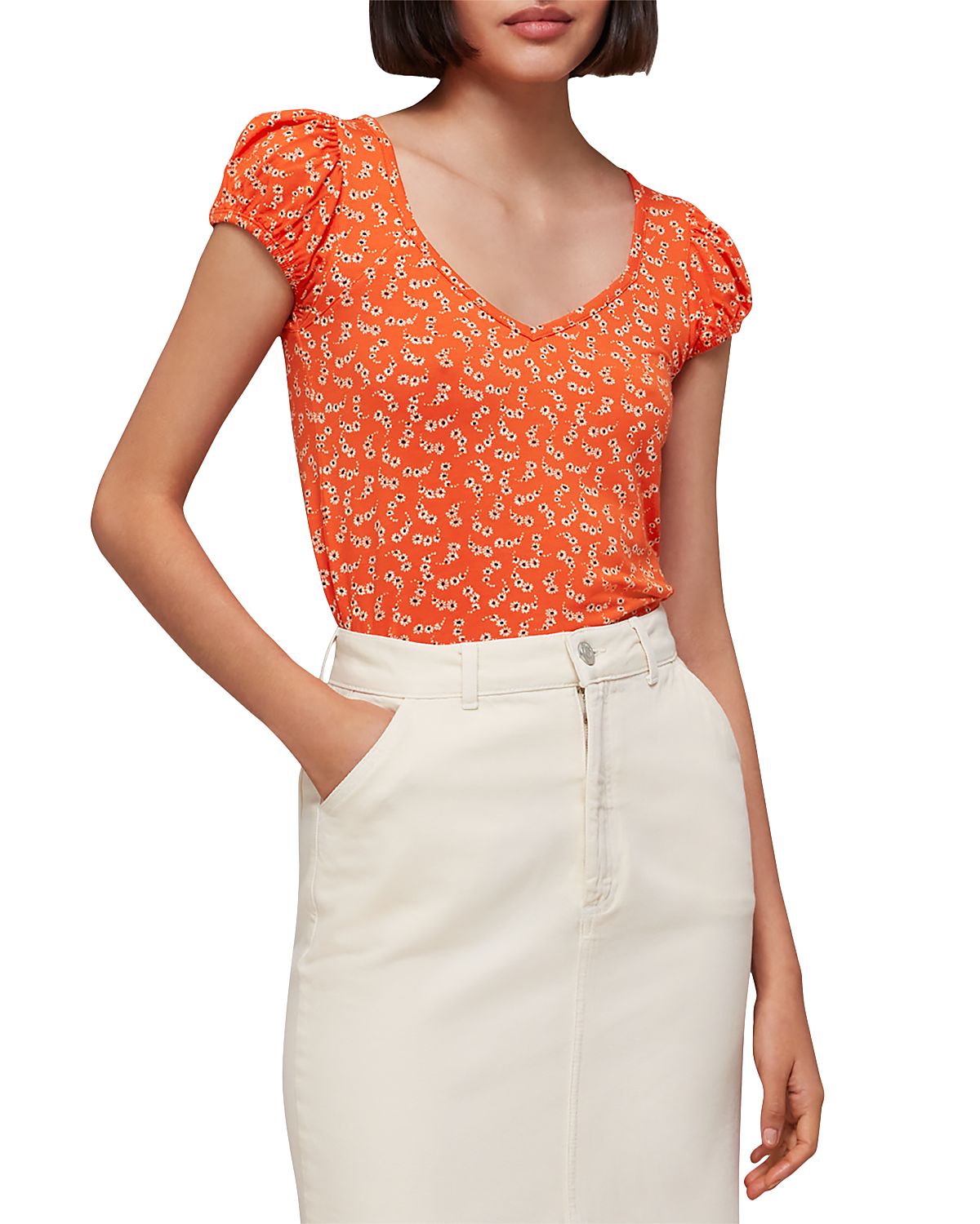 Whistles Floral Crescent Sweetheart Top