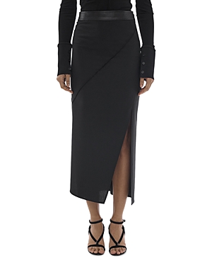 Shop Helmut Lang Seamed Midi Skirt In Black