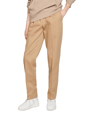 Sandro Brooks Wool Blend Straight Leg Pants In Beige