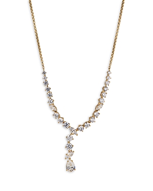 Nadri Flutter Cubic Zirconia Lariat Necklace In Rhodium Plated Or 18k Gold Plated, 18