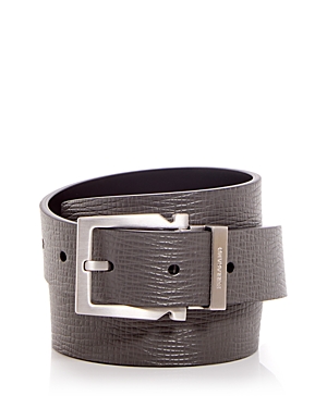 Shop Ferragamo Men's Leather Reversible Belt In Gray