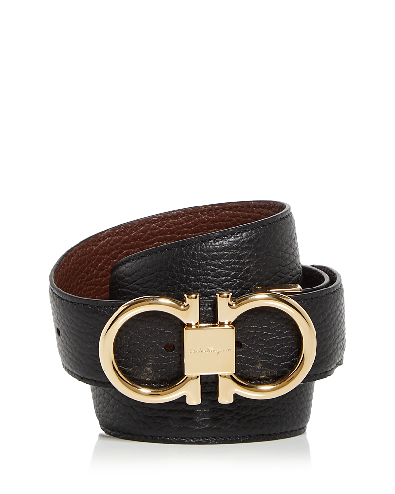 Ferragamo Men’s Double Gancini Reversible Leather Belt
