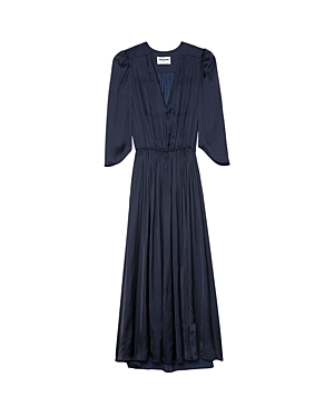 Zadig & Voltaire Ryoko Satin Midi Dress In Encre