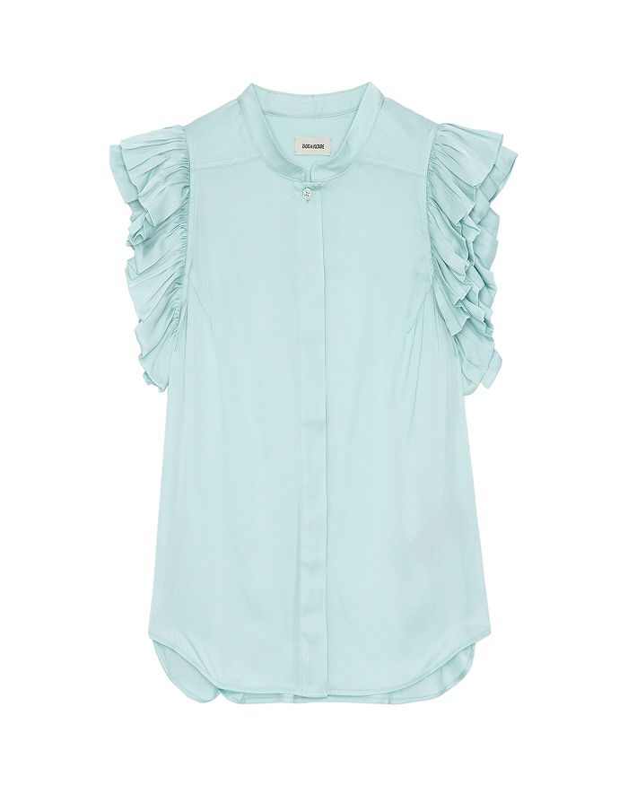 Zadig & Voltaire Ruffled-sleeve Blouse In Celadon