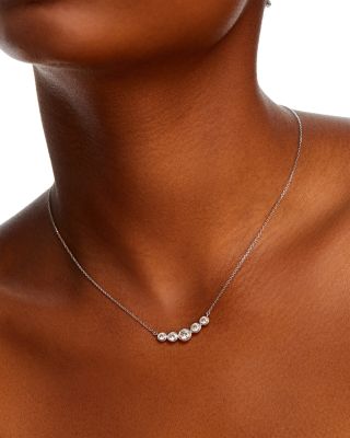 Diamond Curved Bar Necklace in 14K White Gold, 1.25 ct. t.w 