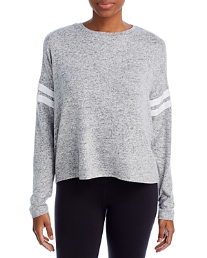 Aqua Athletic Stripe Sleeve Knit Sweatshirt - 100% Exclusive In Heather Grey/mist