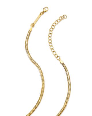 14K Yellow Gold Heavy Metal Snake Link Chain Necklace, 14-16"