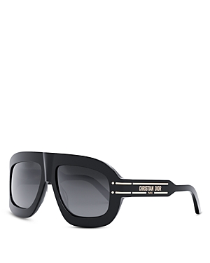 Dior Signature M1u Mask Sunglasses, 58mm In Black/gray Gradient