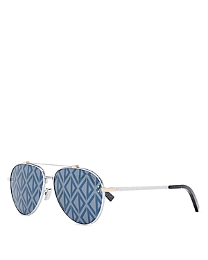 Shop Dior Cd Diamond A1u Pilot Sunglasses, 59mm In Silver/blue Mirrored Solid