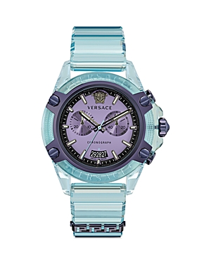 Versace Men's Icon Active Silicone Strap Chronograph Watch, 44mm In Purple/blue