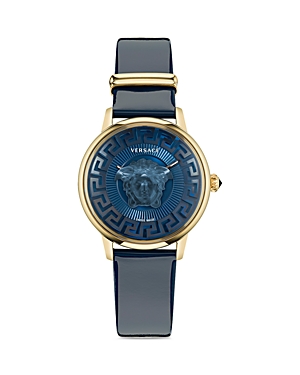 Versace Women's Medusa Alchemy Goldtone Stainless Steel & Leather Watch In Blue