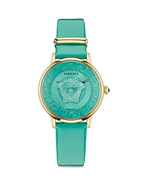 Versace Women's Swiss Medusa Alchemy Turquoise Leather Strap Watch 38mm In Turquoise