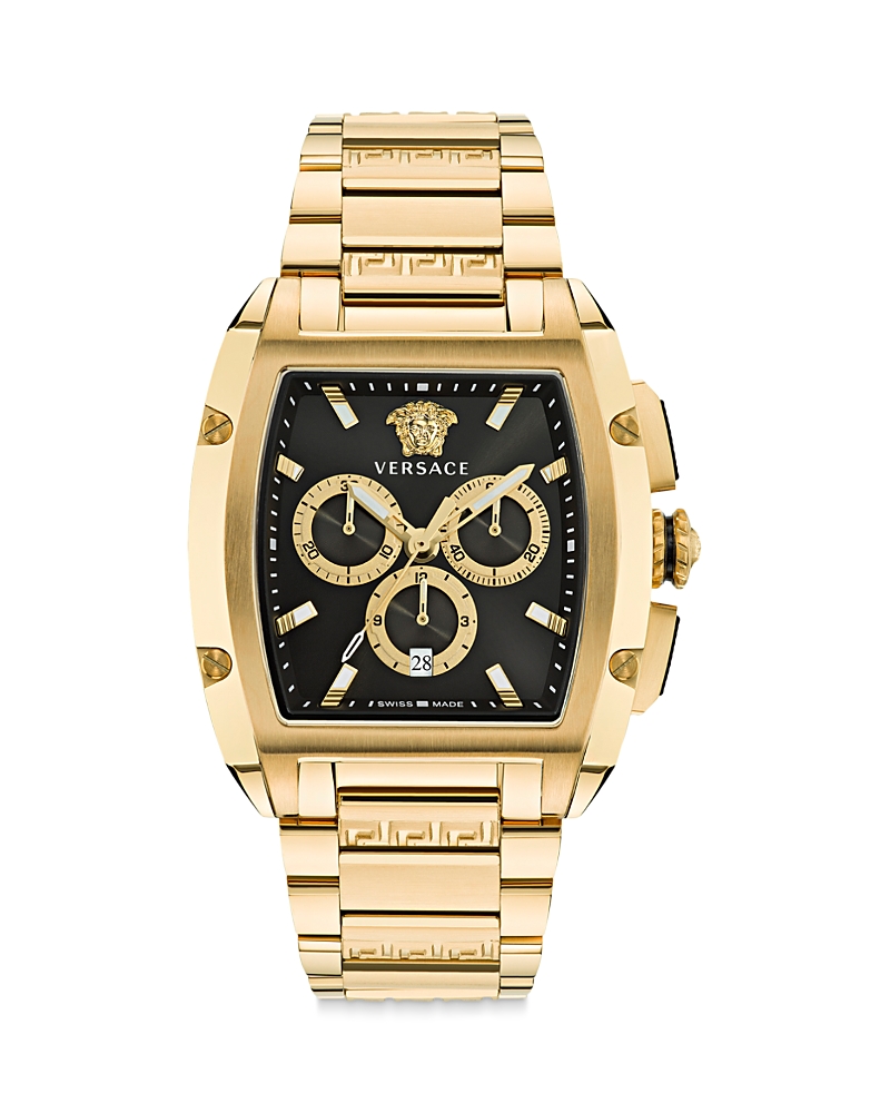 Versace Men's Swiss Chronograph Dominus Gold Ion Plated Bracelet Watch 42x50mm In Yellow Gold