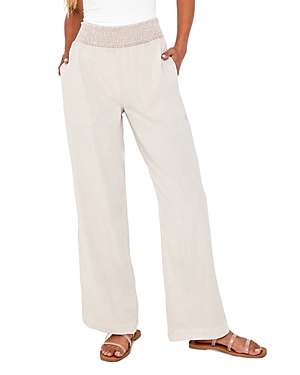 Bella Dahl Smock Waist Wide Leg Pants In Soft Tan