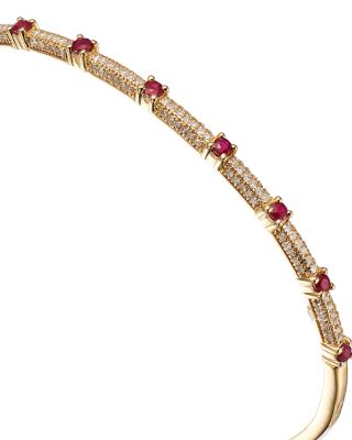 Bloomingdale's Ruby & Diamond Bangle Bracelet in 14K Yellow Gold 