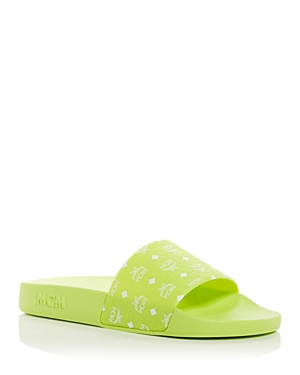 Mcm Women's Visetos Slide Sandals In Acid Lime
