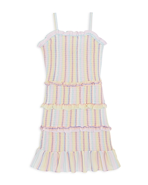 Us Angels Girls' Printed Ruched Ruffle Dress - Big Kid In Stripe