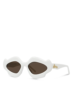 Loewe Paula's Ibiza Geometric Sunglasses, 52mm In White/brown Solid