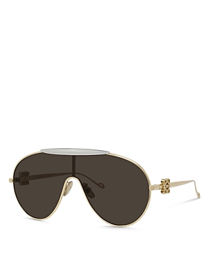 Shop Loewe Anagram Fashion Show Pilot Sunglasses, 134mm In Gold/brown Solid
