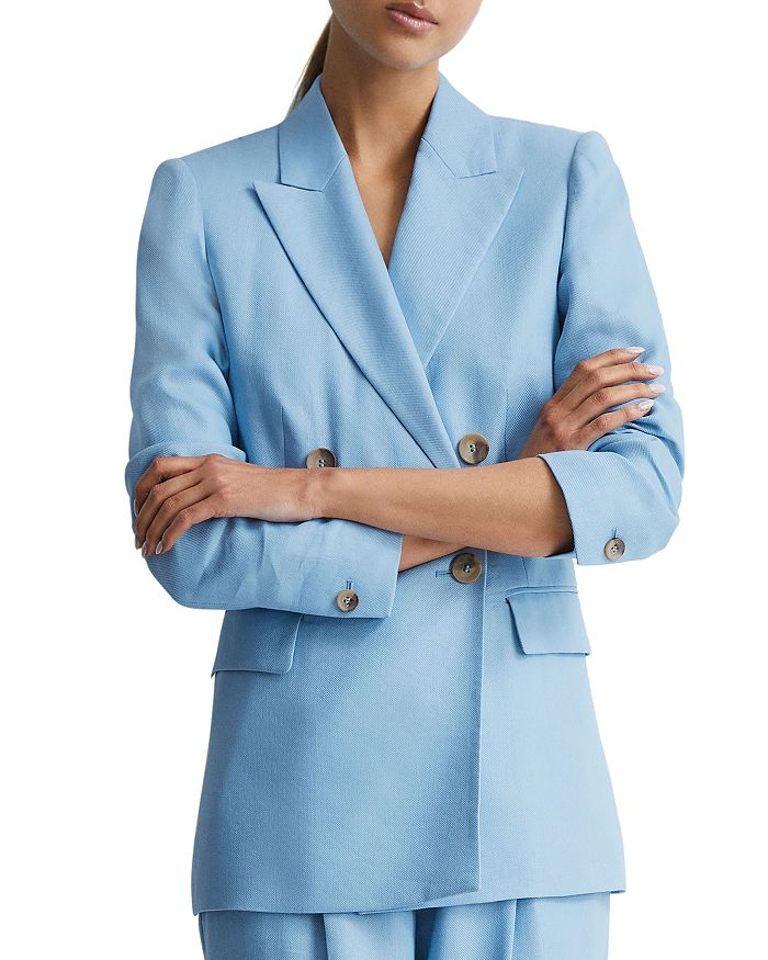 REISS Hollie Double Breasted Linen Blend Blazer | Bloomingdale's