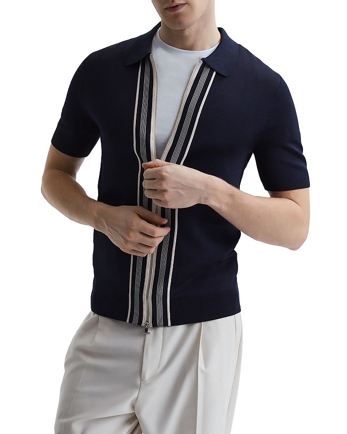 REISS Castleton Full Zip Polo Shirt | Bloomingdale's