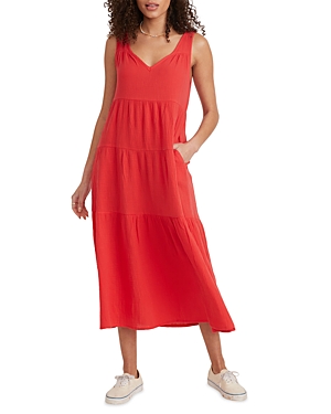 Shop Marine Layer Corinne Cotton Maxi Dress In Red