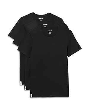 Lacoste Cotton Crewneck Tees, Pack Of 3 In Black