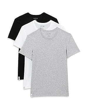 Shop Lacoste Cotton Crewneck Tees, Pack Of 3 In Open White