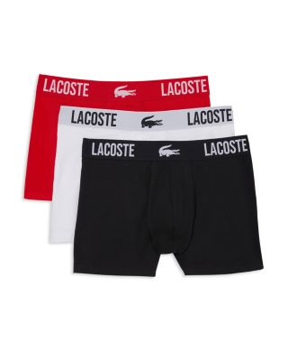 Lacoste Cotton Stretch Jersey Logo Waistband Trunks, Pack of 3