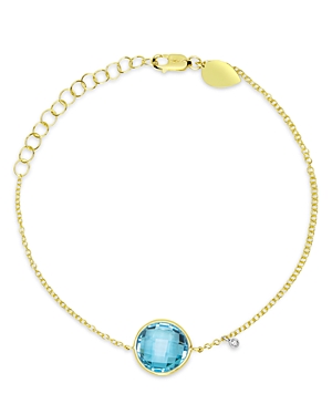 Shop Meira T 14k White & Yellow Gold Blue Topaz & Diamond Bracelet In Blue/gold