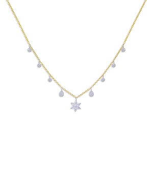 14K White & Yellow Gold Diamond Star & Dangle Pendant Necklace, 18