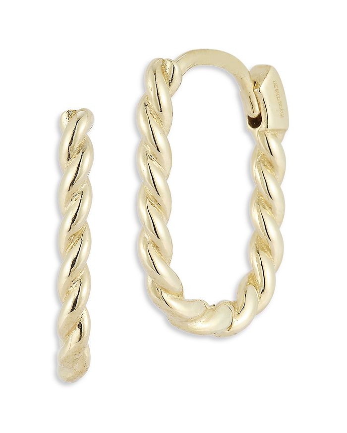 Bloomingdale's - Twist Oval Hoop Earrings in 14K Yellow Gold - 100% Exclusive