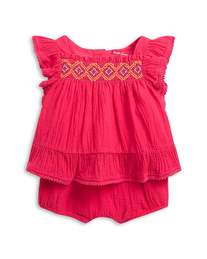Ralph Lauren - Girls' Cotton Gauze Ruffled Top & Bloomer Set - Baby