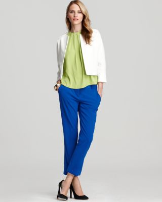 Pleat Back Zip Blouse and Bailey's Skinny Crop Pants