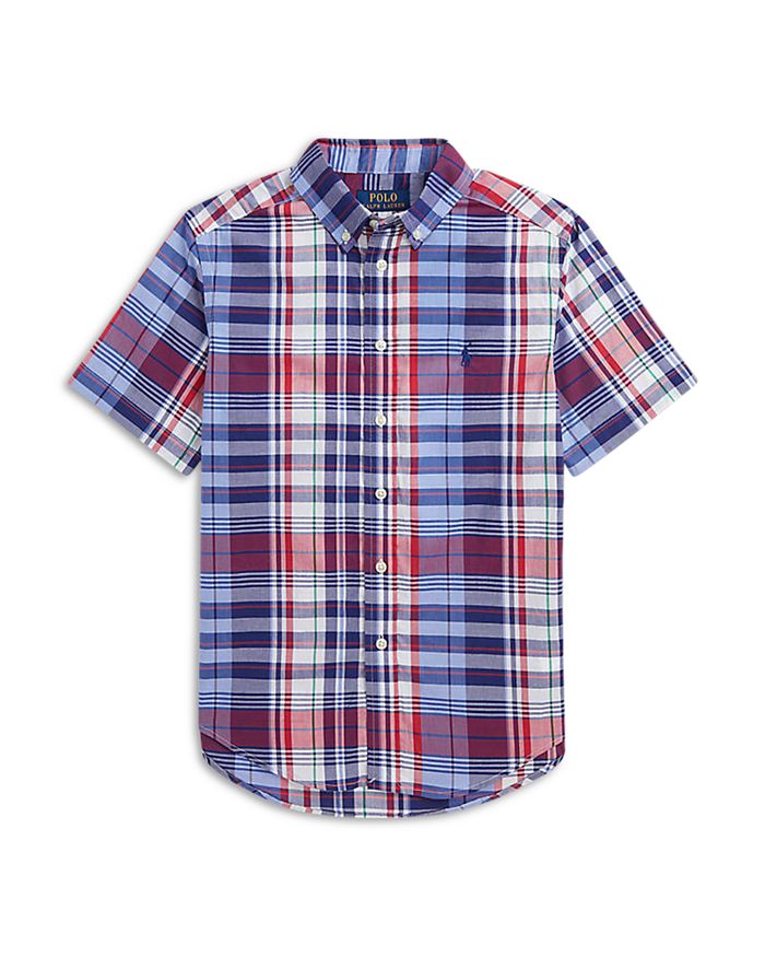 Ralph Lauren - Boys' Plaid Cotton Poplin Short Sleeve Shirt - Little Kid, Big Kid