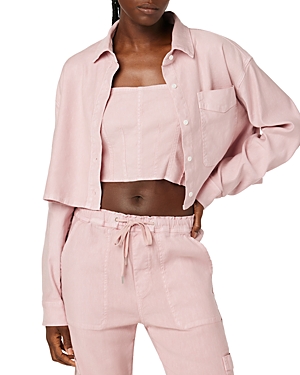 Hudson Jeans Oversize Crop Button-up Shirt In Zephyr