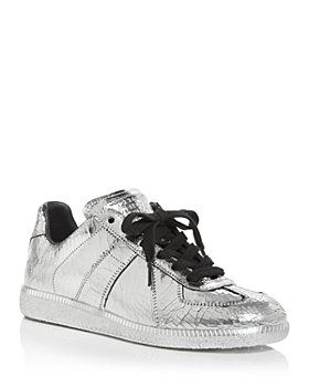 Sheer Metallic Leather Trainers Silver/Gold
