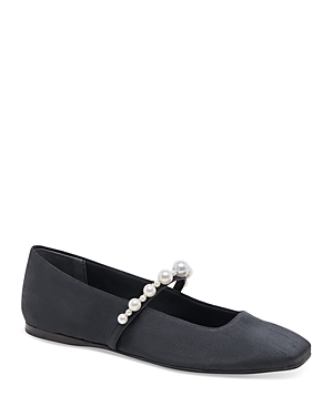 Dolce Vita Roxana Imitation Pearl Ballet Flat In Onyx Satin