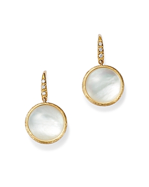 Shop Marco Bicego 18k Yellow Gold Jaipur Color Mother Of Pearl & Diamond Drop Earrings In White/gold