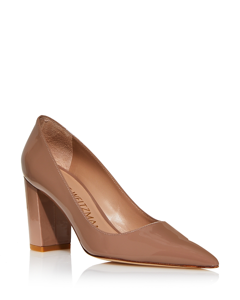 Stuart Weitzman Women's Stuart 85 Pointed Toe Block Heel Pumps In Fawn