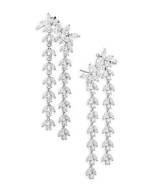 Shop Nadri Wildflower Chandelier Earrings In Silver