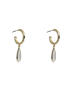 Argento Vivo Mother of Pearl Charm C Hoop Earrings in 18K Gold Plated Sterling Silver