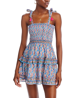 Bell Soleil Cotton Mini Dress In Blue And Pink Floral