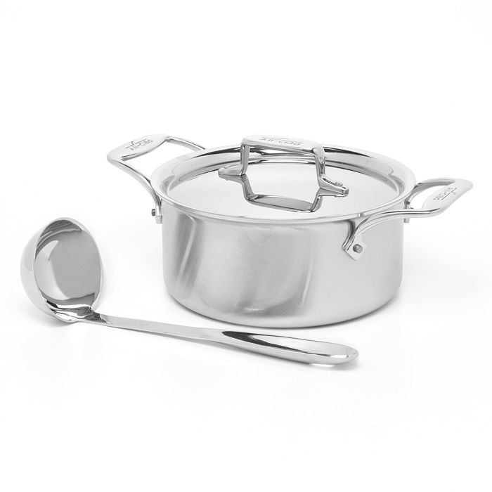 All-Clad d5 3 qt Brushed Stainless Steel Saucepan with Lid +