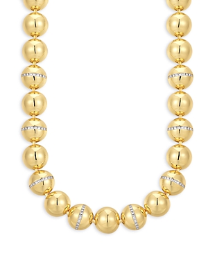 Luv Aj Oversized Pave Ball Chain Necklace in 14K Gold Plated, 12