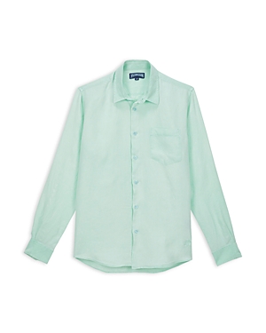 Shop Vilebrequin Caroubis Long Sleeve Button Front Shirt In Aqua