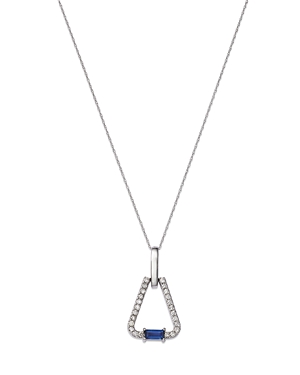 Bloomingdale's Sapphire & Diamond Triangle Pendant Necklace In 14k White Gold, 18 - 100% Exclusive In Blue/white