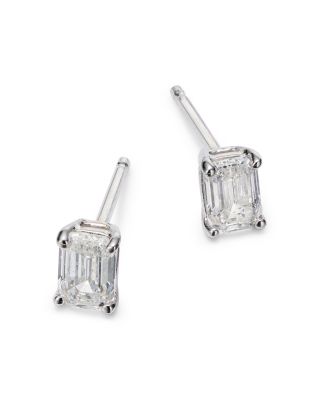 Diamond Emerald-Cut Stud Earrings in 14K White Gold, 0.50 tcw 