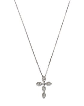 Bloomingdale's - Diamond Baguette & Round Cross Pendant Necklace in 14K White Gold, 0.33 ct. t.w. - 100% Exclusive 